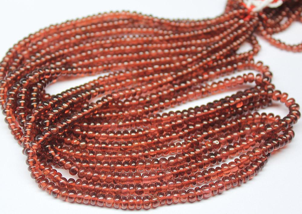 Natural Mozambique Garnet Smooth Rondelle Loose Beads Strand 16" 3mm 3.5mm - Jalvi & Co.