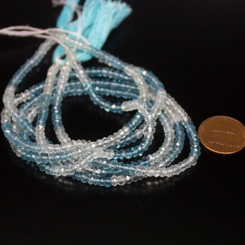 Natural Multi Color Aquamarine Faceted Rondelle Beads 3.5mm 13inches - Jalvi & Co.