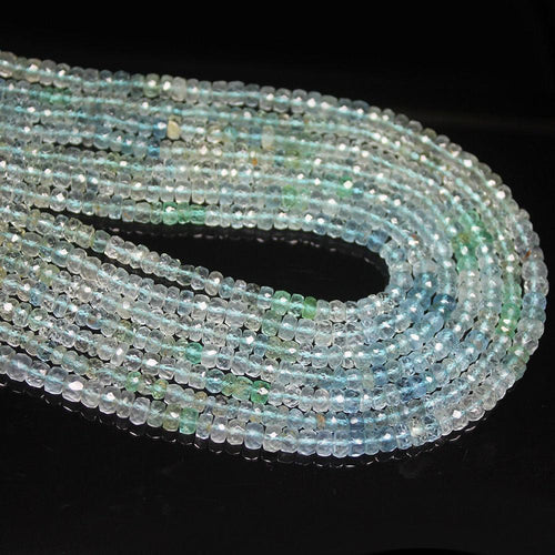 Natural Multi Color Aquamarine Faceted Rondelle Beads 4mm 13inches - Jalvi & Co.