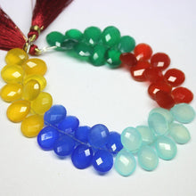 Load image into Gallery viewer, Natural Multi Color Chalcedony Faceted Pear Drop Beads 13mm 8inches CHL4950 - Jalvi &amp; Co.