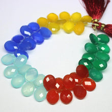 Load image into Gallery viewer, Natural Multi Color Chalcedony Faceted Pear Drop Beads 13mm 8inches CHL4950 - Jalvi &amp; Co.