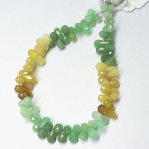 Natural Multi Color Chrysoprase Faceted Teardrop Beads 8mm 8inches - Jalvi & Co.