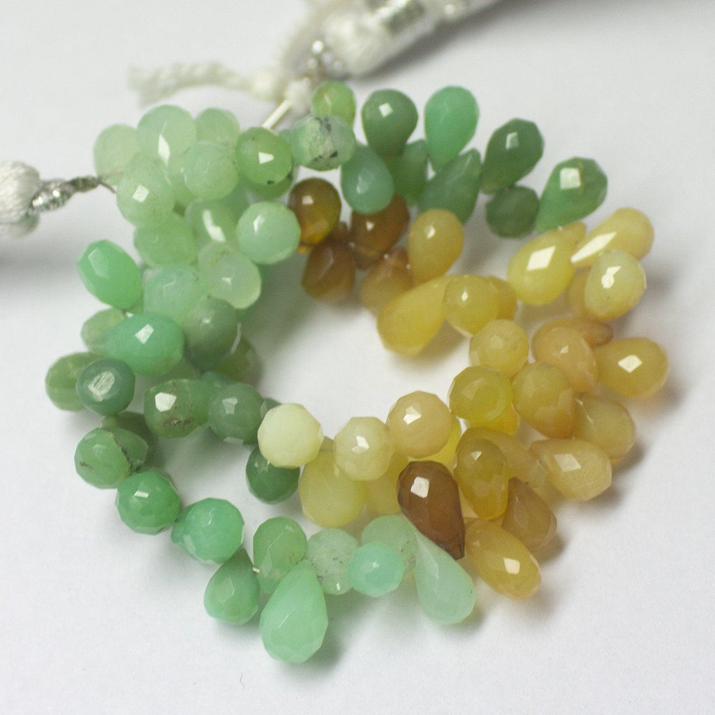 Natural Multi Color Chrysoprase Faceted Teardrop Beads 8mm 8inches - Jalvi & Co.