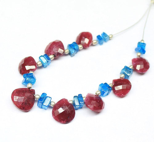 Natural Multi Color Dyed Ruby Apatite Faceted Mix Shape Beads 4mm 8mm 4inches - Jalvi & Co.