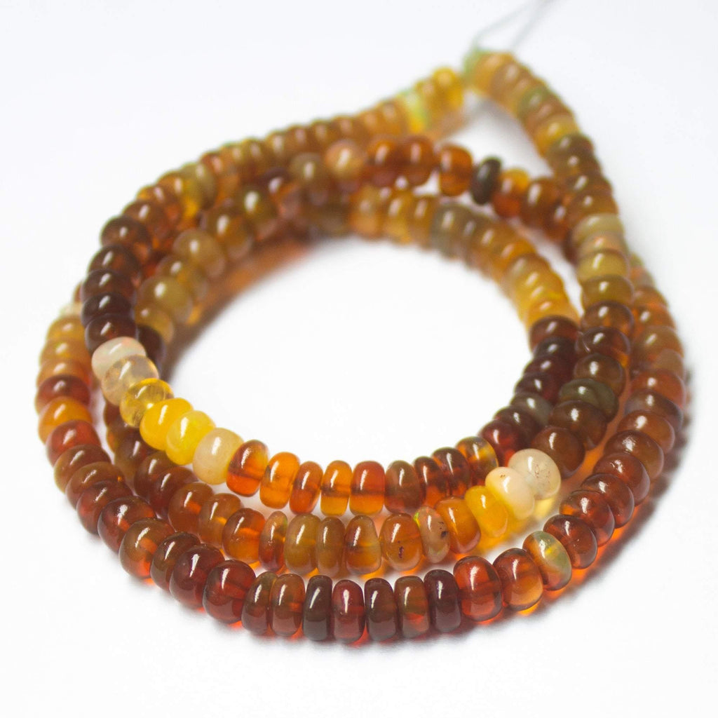Natural Multi Color Ethiopian Opal Faceted Rondelle Beads 4.5mm 5mm 16inches - Jalvi & Co.