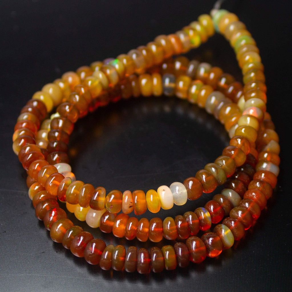 Natural Multi Color Ethiopian Opal Faceted Rondelle Beads 4.5mm 5mm 16inches - Jalvi & Co.
