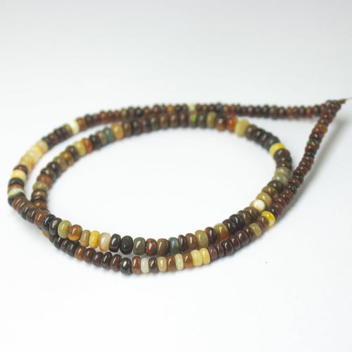 Natural Multi Color Ethiopian Opal Smooth Rondelle Beads 3.5mm 4.5mm 16inches - Jalvi & Co.