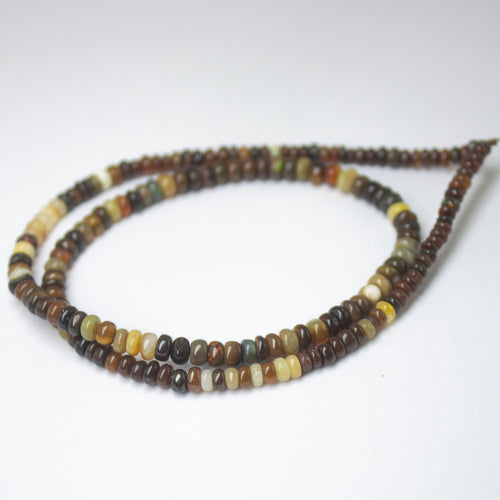 Natural Multi Color Ethiopian Opal Smooth Rondelle Beads 3.5mm 4.5mm 16inches - Jalvi & Co.