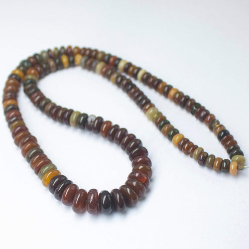 Natural Multi Color Ethiopian Opal Smooth Rondelle Beads 5.5mm 8.5mm 16inches - Jalvi & Co.