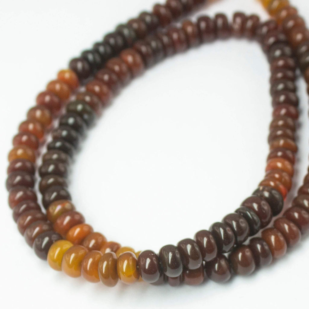 Natural Multi Color Ethiopian Opal Smooth Rondelle Beads 6.5mm 16inches - Jalvi & Co.