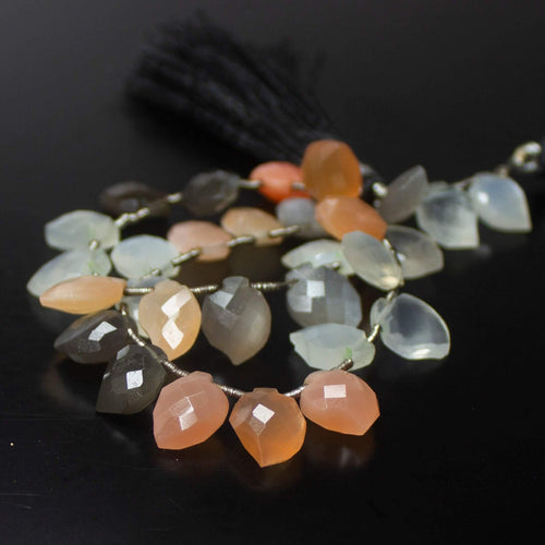 Natural Multi Color Moonstone Faceted Fancy Drops Beads 10.5mm 9inches - Jalvi & Co.