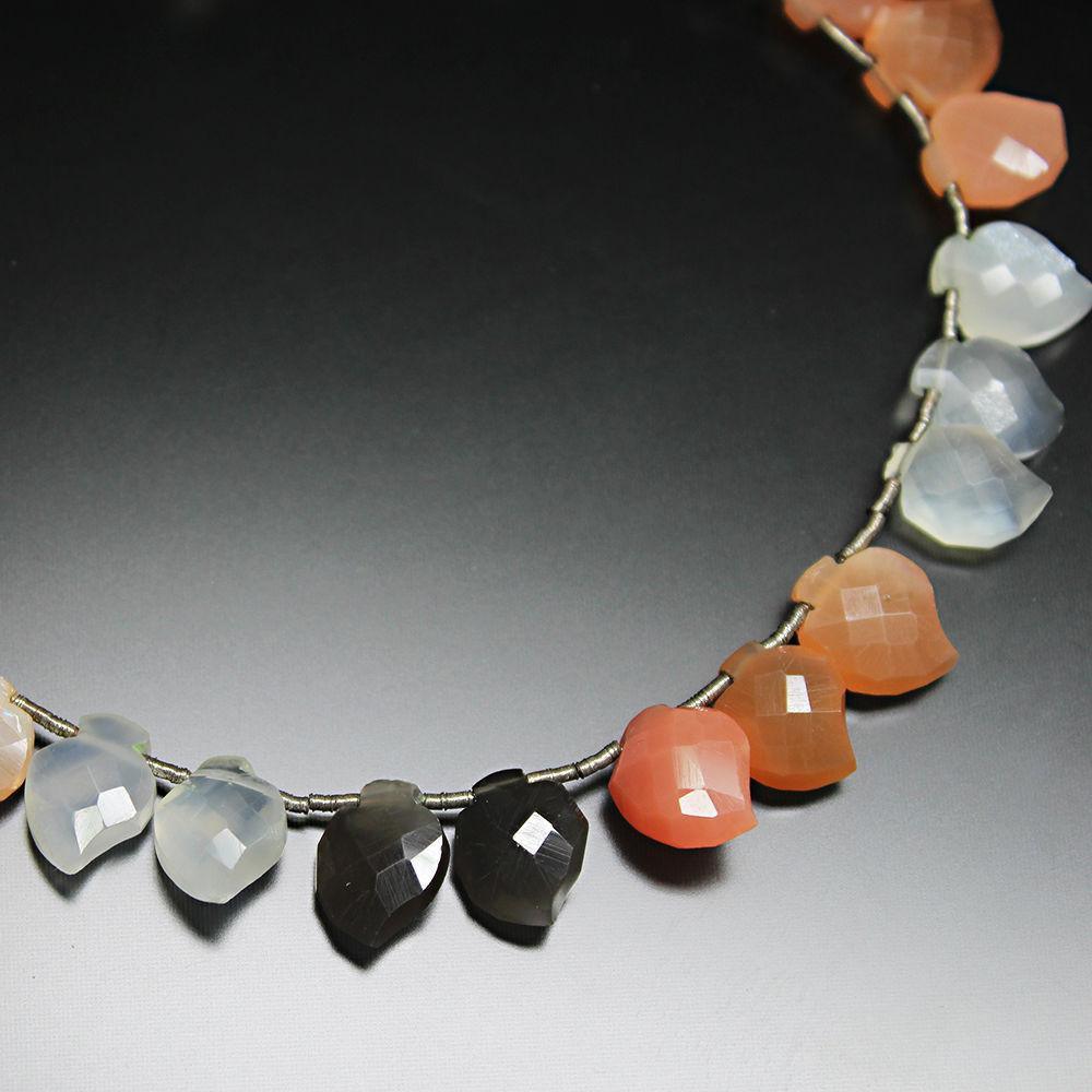 Natural Multi Color Moonstone Faceted Fancy Drops Beads 10mm 11mm 9inches - Jalvi & Co.