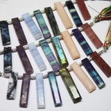 Natural Multi Color Multi Gemstone Faceted Rectangle Long Stick Beads 23mm 30mm 8pc