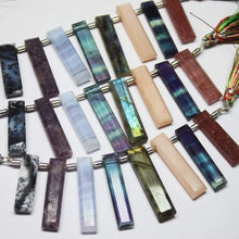 Load image into Gallery viewer, Natural Multi Color Multi Gemstone Faceted Rectangle Long Stick Beads 23mm 32.5mm 8pc - Jalvi &amp; Co.