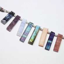 Load image into Gallery viewer, Natural Multi Color Multi Gemstone Faceted Rectangle Long Stick Beads 23mm 32.5mm 8pc - Jalvi &amp; Co.