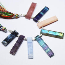 Load image into Gallery viewer, Natural Multi Color Multi Gemstone Faceted Rectangle Long Stick Beads 23mm 32.5mm 8pc - Jalvi &amp; Co.