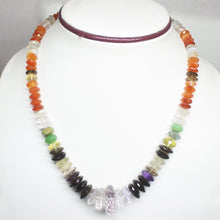 Load image into Gallery viewer, Natural Multi Color Multi Gemstone Faceted Rondelle Beads Necklace 5mm 23mm 19inches - Jalvi &amp; Co.