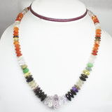 Natural Multi Color Multi Gemstone Faceted Rondelle Beads Necklace 5mm 23mm 19inches