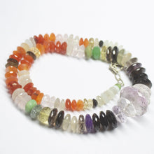 Load image into Gallery viewer, Natural Multi Color Multi Gemstone Faceted Rondelle Beads Necklace 5mm 23mm 19inches - Jalvi &amp; Co.
