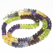 Load image into Gallery viewer, Natural Multi Color Multi Gemstone Faceted Rondelle Beads Necklace 6-6.5mm 14&quot; - Jalvi &amp; Co.