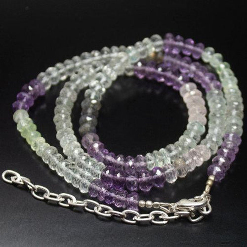 Natural Multi Color Multi Gemstone Faceted Rondelle Beads Necklace 6mm 21inches - Jalvi & Co.