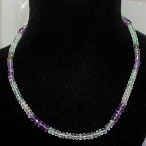 Natural Multi Color Multi Gemstone Faceted Rondelle Beads Necklace 6mm 21inches - Jalvi & Co.