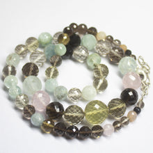 Load image into Gallery viewer, Natural Multi Color Multi Gemstone Faceted Round Beads Necklace 5mm 15mm 22inches - Jalvi &amp; Co.