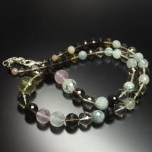Load image into Gallery viewer, Natural Multi Color Multi Gemstone Faceted Round Beads Necklace 5mm 15mm 22inches - Jalvi &amp; Co.