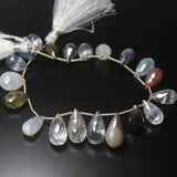 Natural Multi Color Multi Gemstone Faceted Teardrop Beads 12mm 19mm 8inches