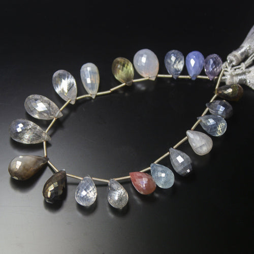 Natural Multi Color Multi Gemstone Faceted Teardrop Beads 12mm 19mm 8inches - Jalvi & Co.