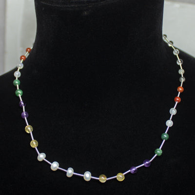 Natural Multi Color Multi Gemstone Smooth Round Beads Necklace 4.5mm 6mm 19