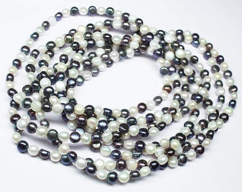 Natural Multi Color Pearl Smooth Round Beads 6mm 6.5mm 8" - Jalvi & Co.