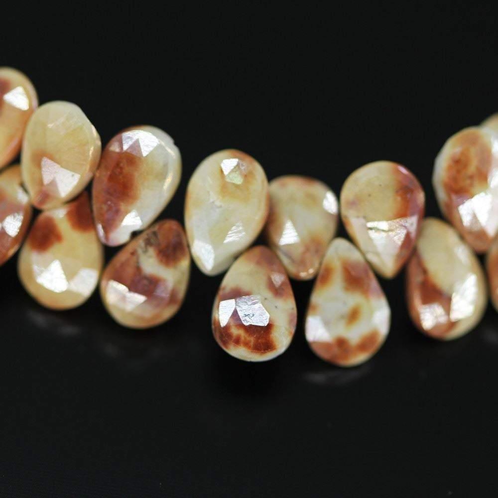 Natural Multi Color Prehnite Faceted Pear Drop Beads 9mm 9.5mm 4.5inches - Jalvi & Co.