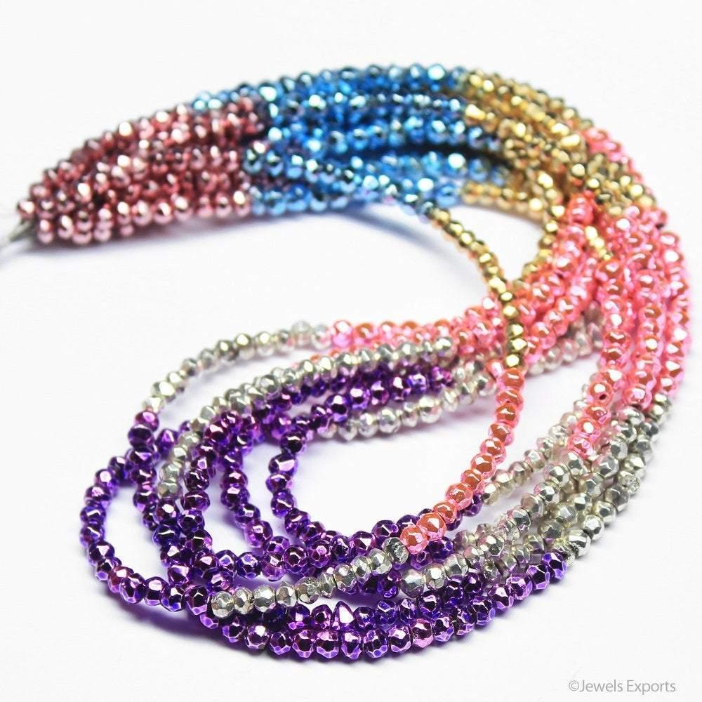 Natural Multi Color Pyrite Faceted Rondelle Beads 3.5mm 30 inches - Jalvi & Co.