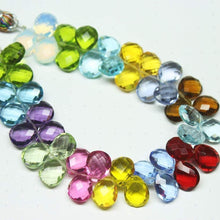 Load image into Gallery viewer, Natural Multi Color Quartz Faceted Pear Drop Beads 13mm 8inches - Jalvi &amp; Co.