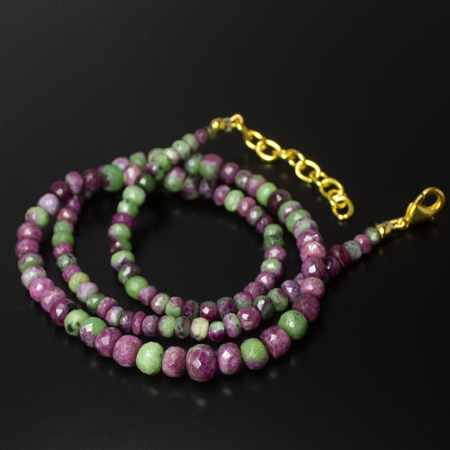 Natural Multi Color Ruby Zoisite Faceted Rondelle Beads 4.5mm 6mm 19inches - Jalvi & Co.