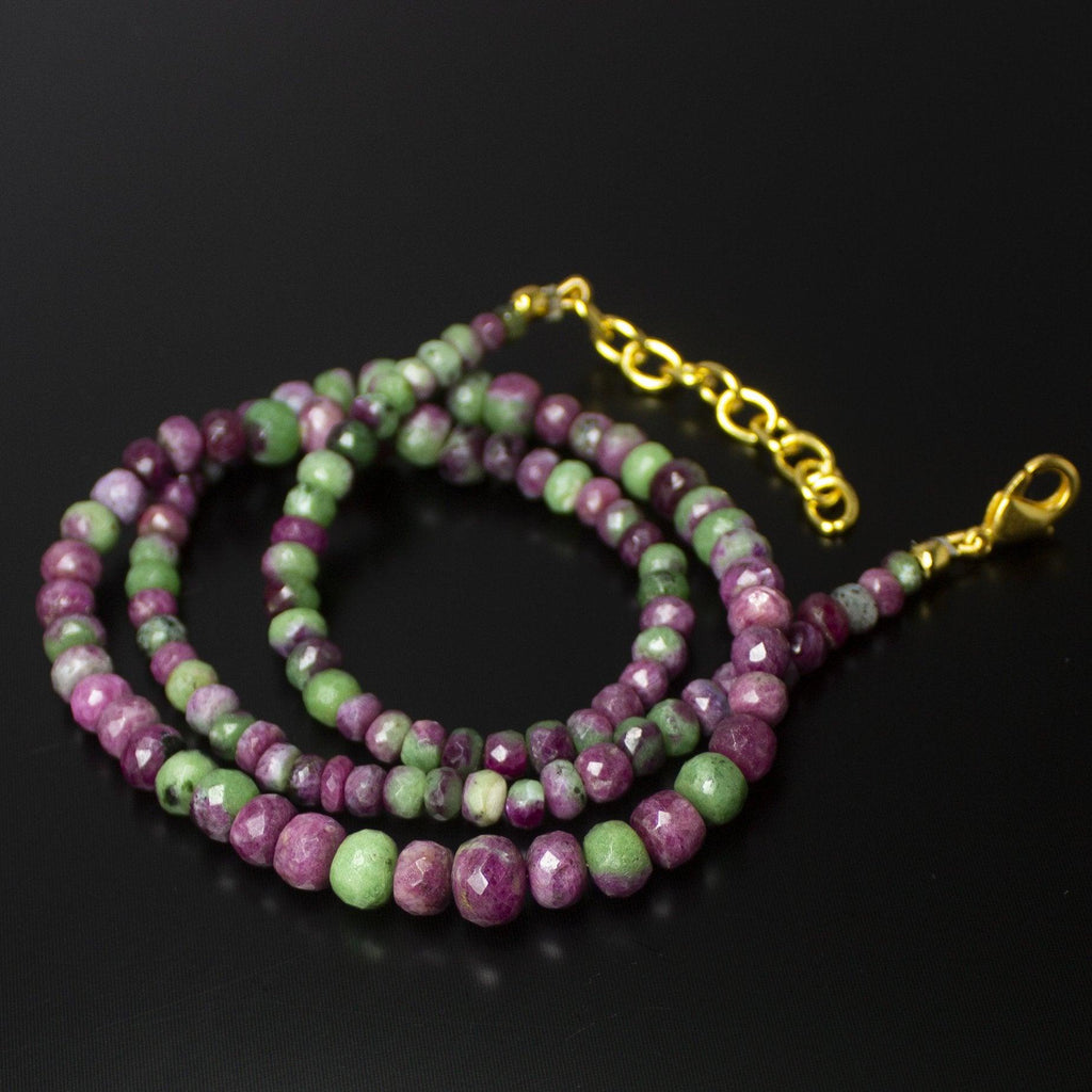 Natural Multi Color Ruby Zoisite Faceted Rondelle Beads 4mm 7.5mm 7.5inches - Jalvi & Co.