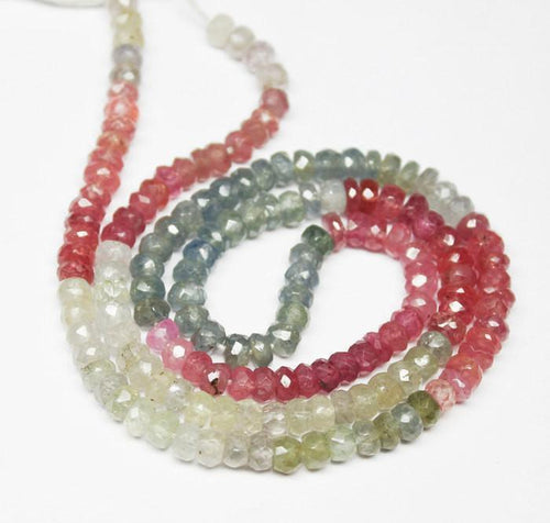 Natural Multi Color Sapphire Faceted Rondelle Beads 6mm 8.5inches - Jalvi & Co.