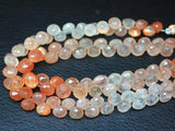 Natural Multi Color Strawberry Quartz Faceted Onion Beads 8mm 9.5mm 9inches