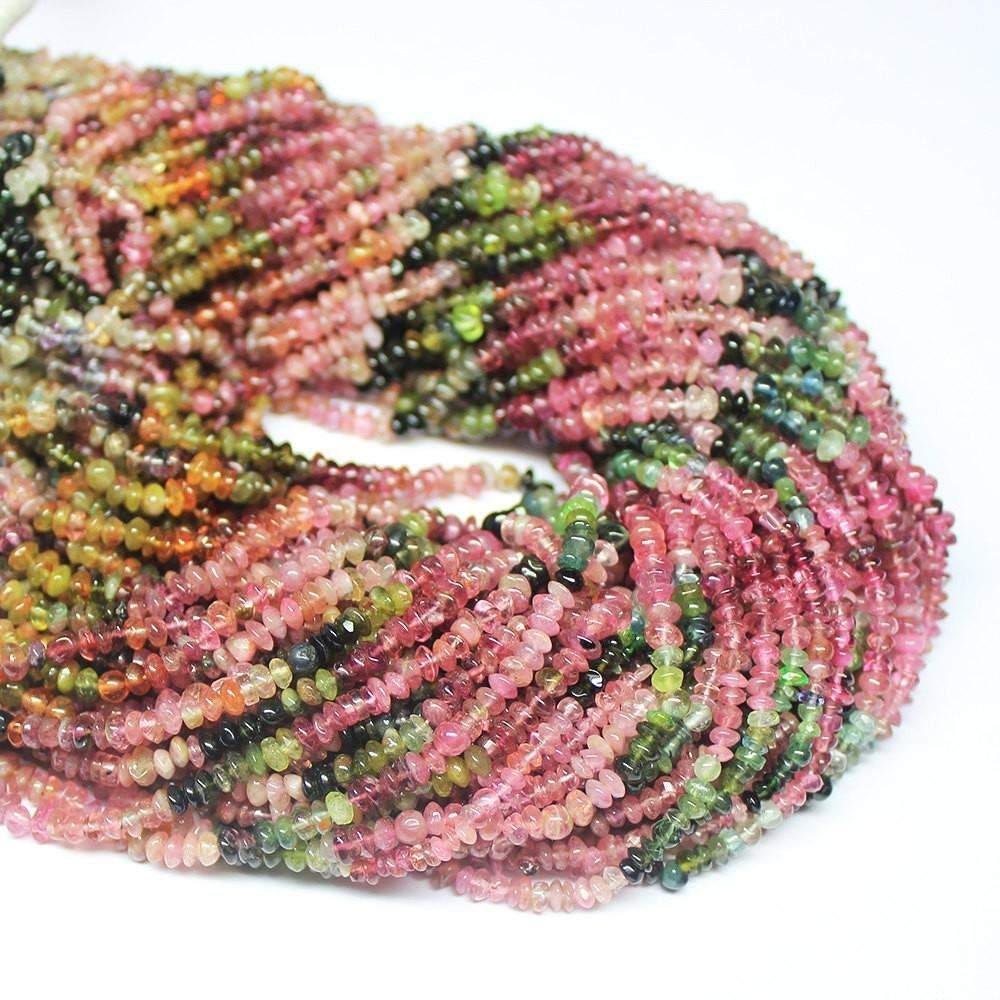 Natural Multi Color Tourmaline Smooth Rondelle Beads 3.5mm 11inches - Jalvi & Co.