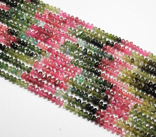 Natural Multi Color Tourmaline Smooth Rondelle Beads 4mm 13inches - Jalvi & Co.