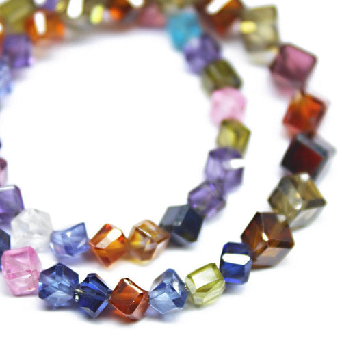 Natural Multi Color Zircon Faceted Box Square Beads 3.5mm 5mm 4inches - Jalvi & Co.