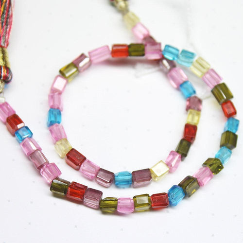 Natural Multi Color Zircon Faceted Rectangle Beads 4.5mm 5mm 8inches - Jalvi & Co.