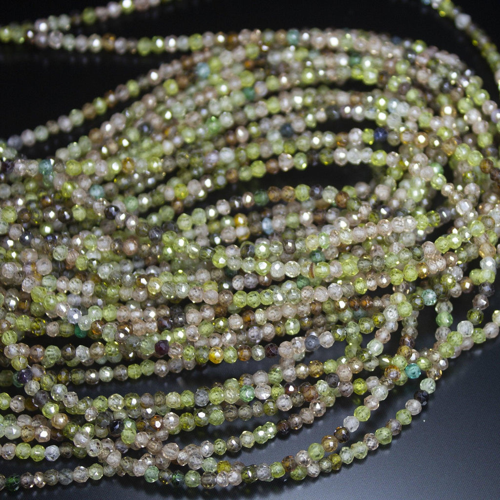 Natural Multi Color Zircon Faceted Rondelle Beads 14" 2.5mm 3mm - Jalvi & Co.
