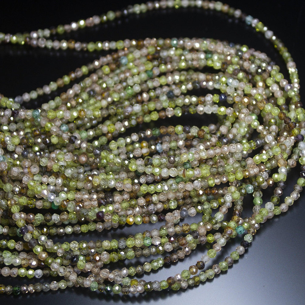 Natural Multi Color Zircon Faceted Rondelle Beads 14" 2.5mm 3mm - Jalvi & Co.