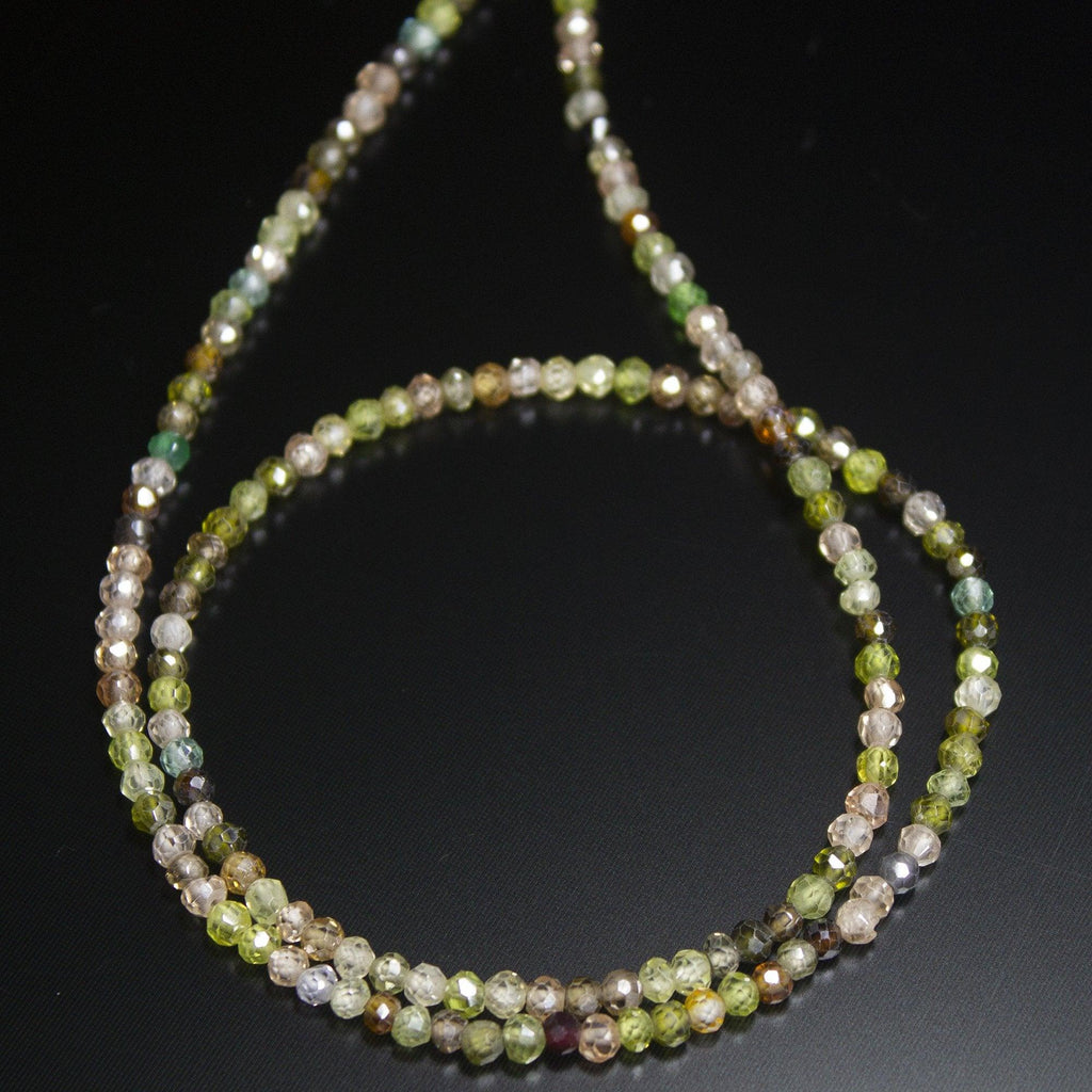 Natural Multi Color Zircon Faceted Rondelle Beads 14" 2.5mm 3mm - Jalvi & Co.