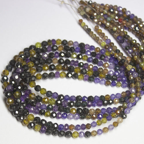 Natural Multi Color Zircon Faceted Rondelle Beads 14