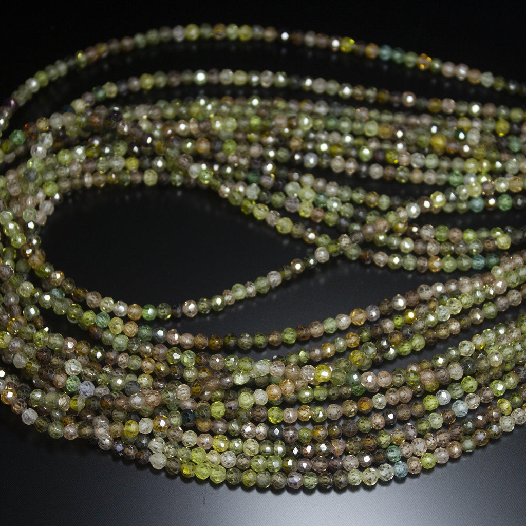 Natural Multi Color Zircon Faceted Rondelle Beads 14" 3mm 3.5mm - Jalvi & Co.