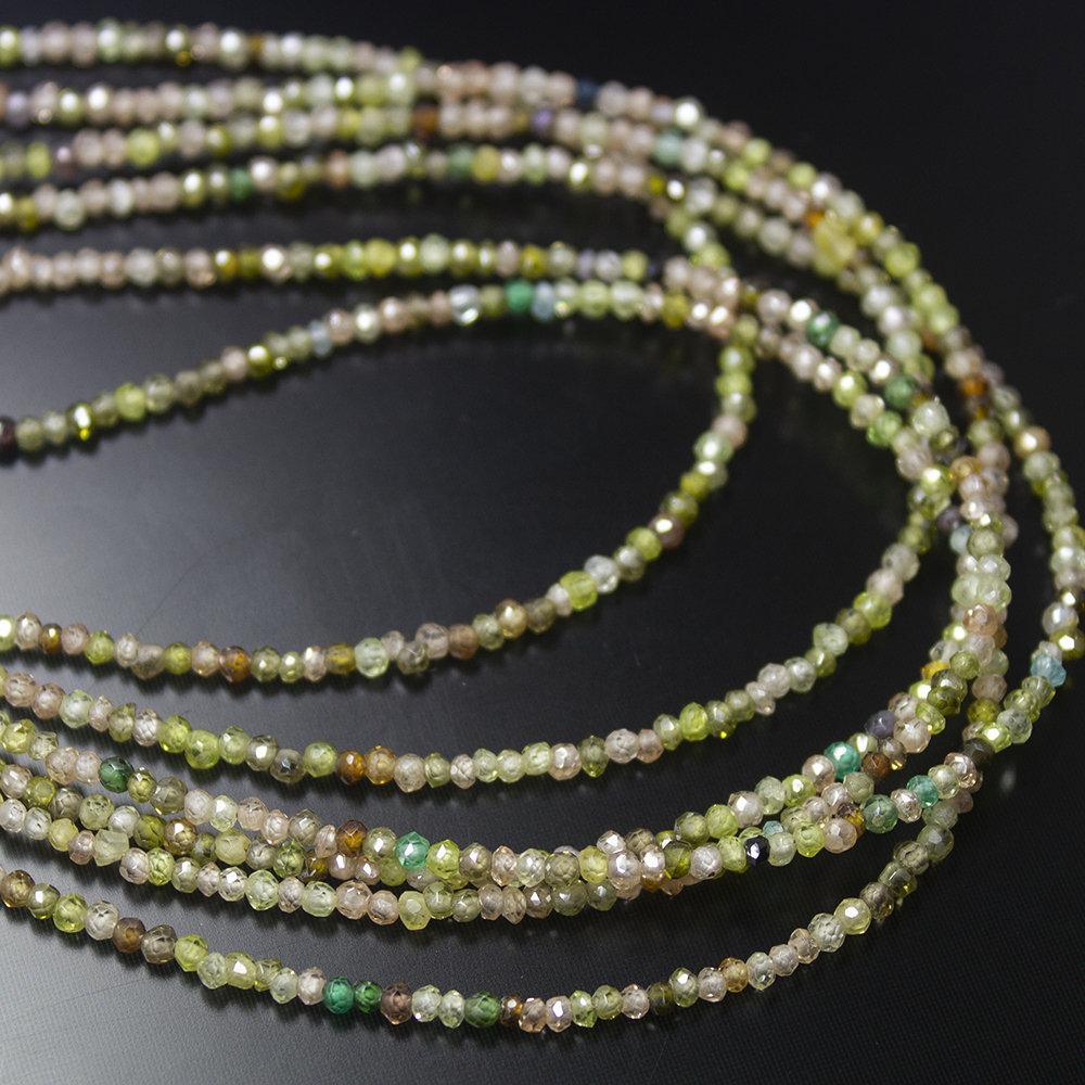 Natural Multi Color Zircon Faceted Rondelle Beads 2mm 14inches - Jalvi & Co.