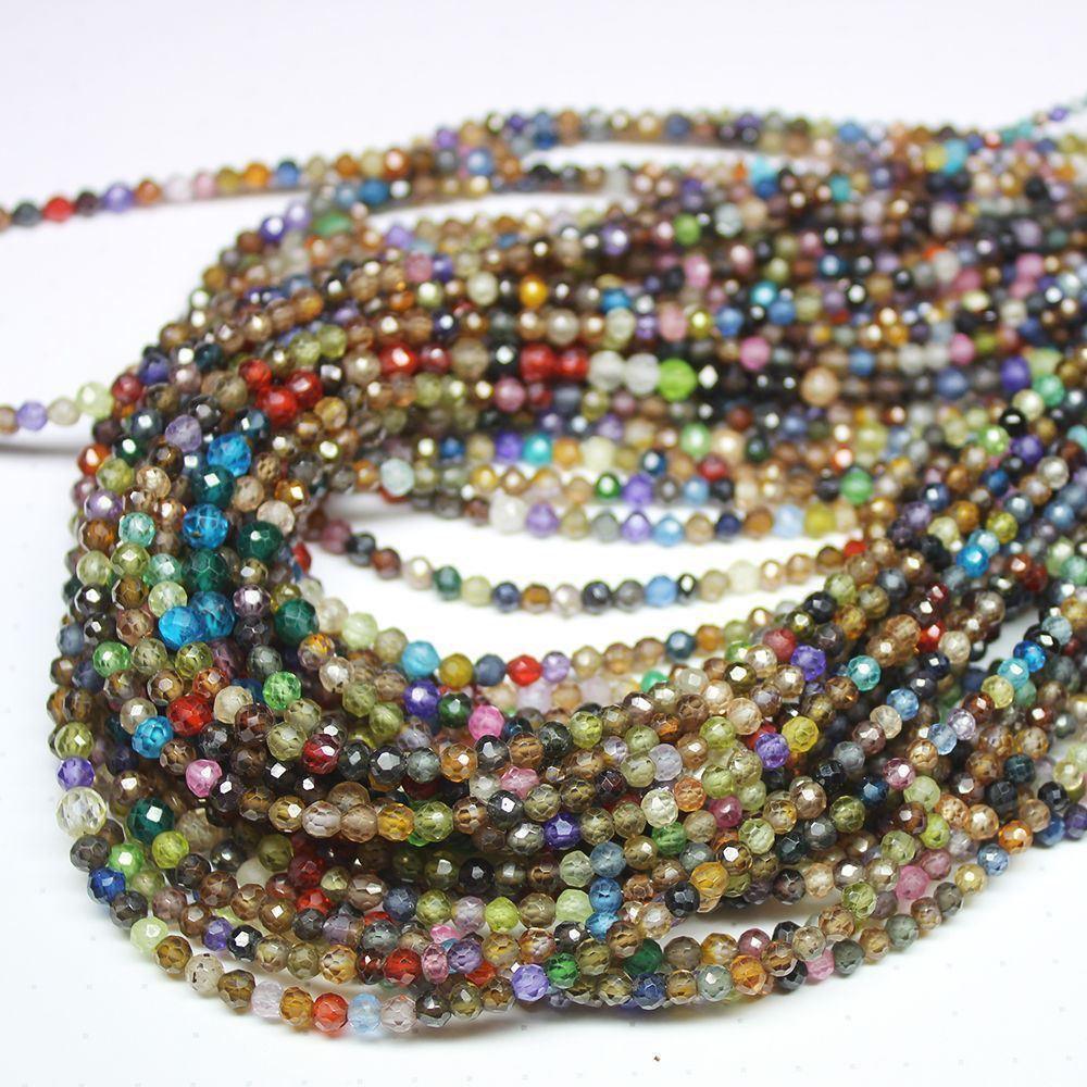 Natural Multi Color Zircon Faceted Rondelle Beads 2mm 4mm 14inches - Jalvi & Co.